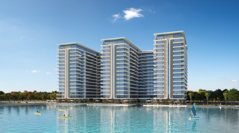 Dubai Azizi Venice_Facade Lagoon Day View