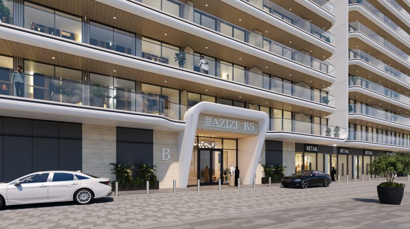 Dubai Azizi Venice_Front Entrance Closeup View